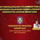 Dinas PNM ESDM dan Transmigrasi ProvinsiGorontalo Raih Predikat Pelayanan Prima